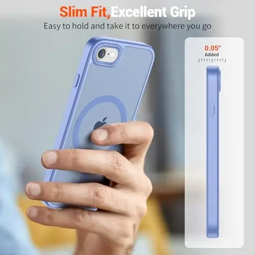 SUPFINE Magnetic for iPhone SE Case 2022 (3rd)/2020 (2nd), iPhone 8 Case (Compatible with MagSafe) (Military Grade Drop Protection) Slim Translucent Matte Phone Case, Blue Purple - 7