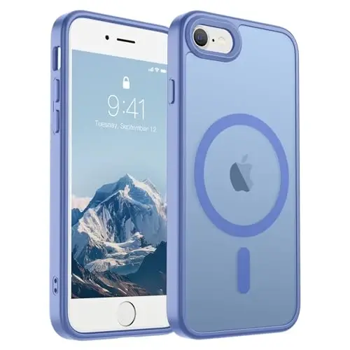 SUPFINE Magnetic for iPhone SE Case 2022 (3rd)/2020 (2nd), iPhone 8 Case (Compatible with MagSafe) (Military Grade Drop Protection) Slim Translucent Matte Phone Case, Blue Purple 