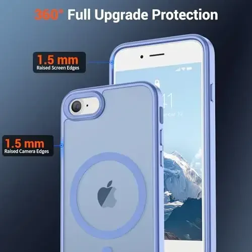SUPFINE Magnetic for iPhone SE Case 2022 (3rd)/2020 (2nd), iPhone 8 Case (Compatible with MagSafe) (Military Grade Drop Protection) Slim Translucent Matte Phone Case, Blue Purple - 4