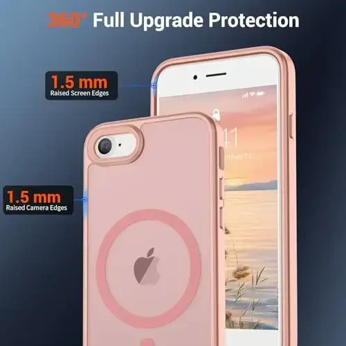 SUPFINE Magnetic for iPhone SE Case 2022 (3rd)/2020 (2nd), iPhone 8 Case (Compatible with MagSafe) (Military Grade Drop Protection) Translucent Matte Phone Cover,Pink - 4