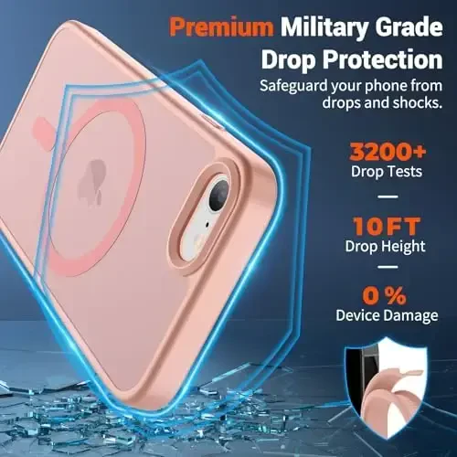 SUPFINE Magnetic for iPhone SE Case 2022 (3rd)/2020 (2nd), iPhone 8 Case (Compatible with MagSafe) (Military Grade Drop Protection) Translucent Matte Phone Cover,Pink - 3