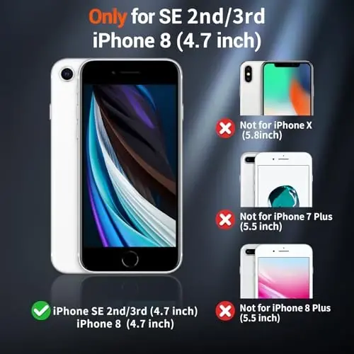 SUPFINE Magnetic for iPhone SE Case 2022 (3rd)/2020 (2nd), iPhone 8 Case (Compatible with MagSafe) (Military Grade Drop Protection) Translucent Matte Phone Cover,Black - 2