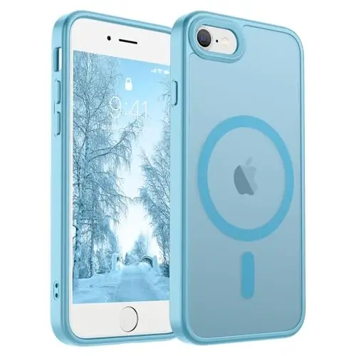 SUPFINE Magnetic for iPhone SE Case 2022 (3rd)/2020 (2nd), iPhone 8 Case (Compatible with MagSafe) (Military Grade Drop Protection) Slim Translucent Matte Phone Case,Light Blue - SUPFINE