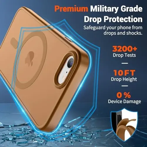 SUPFINE Magnetic for iPhone SE Case 2022 (3rd)/2020 (2nd), iPhone 8 Case (Compatible with MagSafe) (Military Grade Drop Protection) Slim Translucent Matte Phone Case,Brown - 3