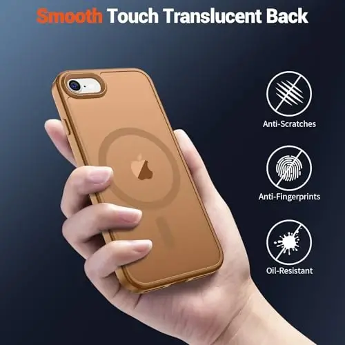 SUPFINE Magnetic for iPhone SE Case 2022 (3rd)/2020 (2nd), iPhone 8 Case (Compatible with MagSafe) (Military Grade Drop Protection) Slim Translucent Matte Phone Case,Brown - 6