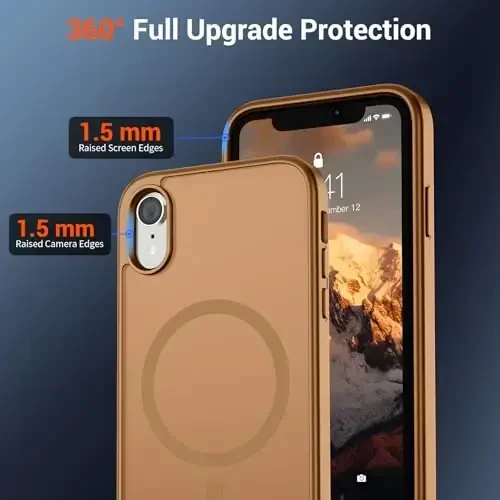 SUPFINE Magnetic for iPhone XR Phone Case(Compatible with MagSafe)(Military Grade Drop Protection) Slim Translucent Matte Shockproof with Anti-Fingerprint Phone Case,Brown - 4