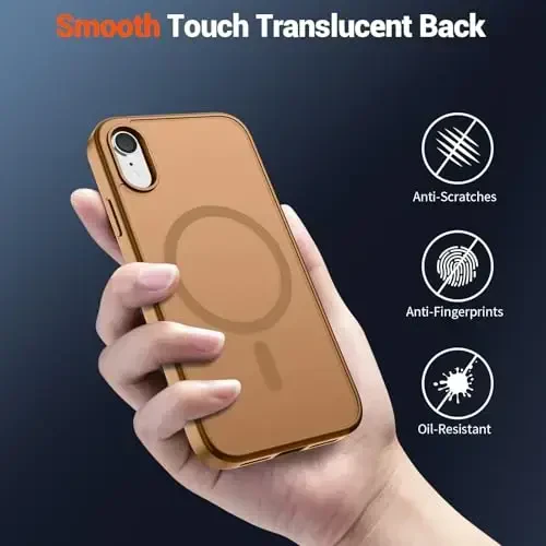 SUPFINE Magnetic for iPhone XR Phone Case(Compatible with MagSafe)(Military Grade Drop Protection) Slim Translucent Matte Shockproof with Anti-Fingerprint Phone Case,Brown - 6