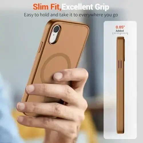 SUPFINE Magnetic for iPhone XR Phone Case(Compatible with MagSafe)(Military Grade Drop Protection) Slim Translucent Matte Shockproof with Anti-Fingerprint Phone Case,Brown - 7
