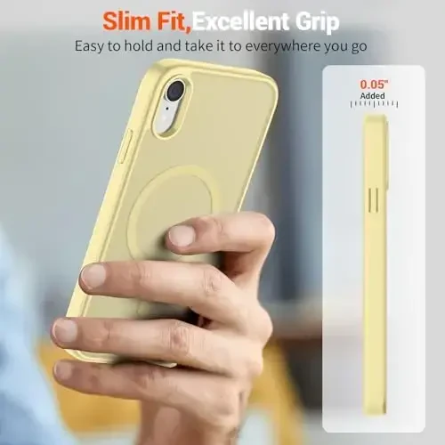 SUPFINE Magnetic for iPhone XR Phone Case(Compatible with MagSafe)(Military Grade Drop Protection) Slim Translucent Matte Shockproof with Anti-Fingerprint Phone Case,Buttercream Yellow - 7
