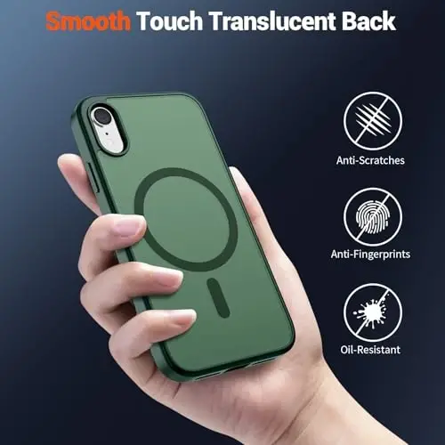 SUPFINE Magnetic for iPhone XR Phone Case(Compatible with MagSafe)(Military Grade Drop Protection) Slim Translucent Matte Shockproof with Anti-Fingerprint Phone Case,Forest Green - 6