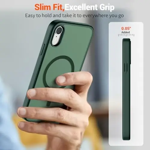 SUPFINE Magnetic for iPhone XR Phone Case(Compatible with MagSafe)(Military Grade Drop Protection) Slim Translucent Matte Shockproof with Anti-Fingerprint Phone Case,Forest Green - 7