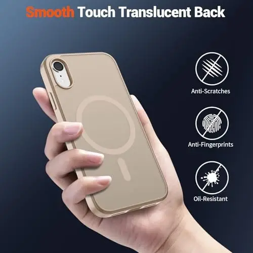 SUPFINE Magnetic for iPhone XR Phone Case(Compatible with MagSafe)(Military Grade Drop Protection) Slim Translucent Matte Shockproof with Anti-Fingerprint Phone Case,Desert Gold - 6