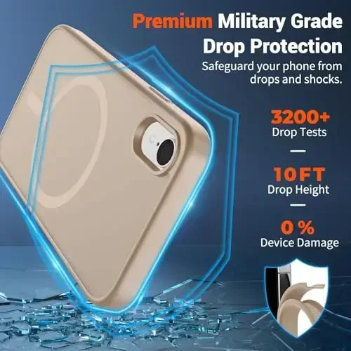 SUPFINE Magnetic for iPhone XR Phone Case(Compatible with MagSafe)(Military Grade Drop Protection) Slim Translucent Matte Shockproof with Anti-Fingerprint Phone Case,Desert Gold - 3