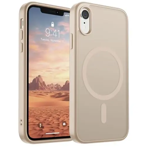 SUPFINE Magnetic for iPhone XR Phone Case(Compatible with MagSafe)(Military Grade Drop Protection) Slim Translucent Matte Shockproof with Anti-Fingerprint Phone Case,Desert Gold 