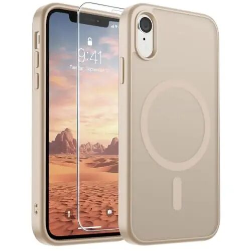 SUPFINE Magnetic for iPhone XR Phone Case(Compatible with MagSafe)(Military Grade Drop Protection) Slim Translucent Matte Shockproof with Anti-Fingerprint Phone Case,Desert Gold 