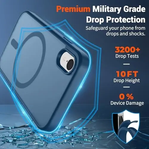 SUPFINE Magnetic for iPhone XR Phone Case(Compatible with MagSafe)(Military Grade Drop Protection) Slim Translucent Matte Shockproof with Anti-Fingerprint Phone Case,Deep Blue - 3