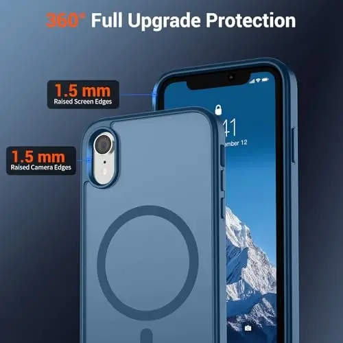 SUPFINE Magnetic for iPhone XR Phone Case(Compatible with MagSafe)(Military Grade Drop Protection) Slim Translucent Matte Shockproof with Anti-Fingerprint Phone Case,Deep Blue - 4