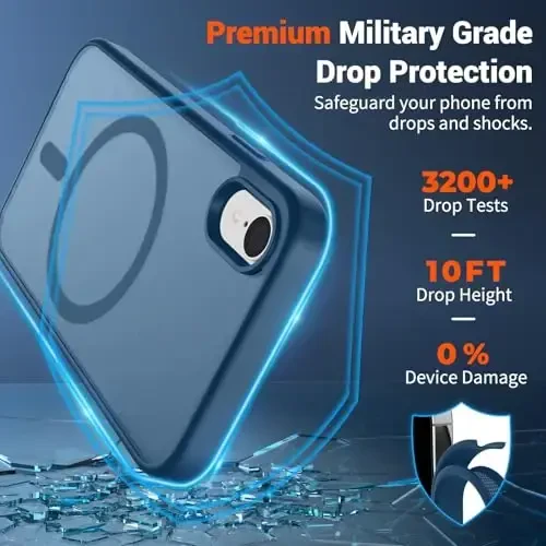 SUPFINE Magnetic for iPhone XR Phone Case(Compatible with MagSafe)(Military Grade Drop Protection) Slim Translucent Matte Shockproof with Anti-Fingerprint Phone Case,Deep Blue - 3