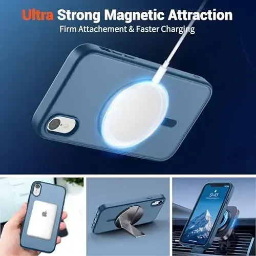 SUPFINE Magnetic for iPhone XR Phone Case(Compatible with MagSafe)(Military Grade Drop Protection) Slim Translucent Matte Shockproof with Anti-Fingerprint Phone Case,Deep Blue - 5