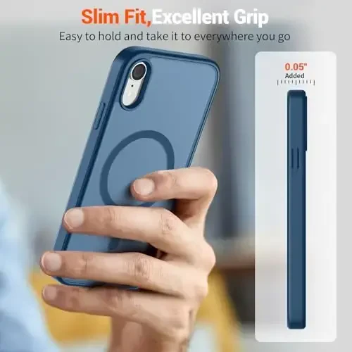SUPFINE Magnetic for iPhone XR Phone Case(Compatible with MagSafe)(Military Grade Drop Protection) Slim Translucent Matte Shockproof with Anti-Fingerprint Phone Case,Deep Blue - 7