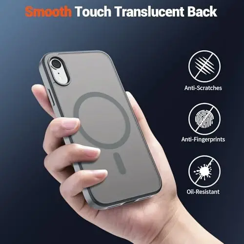 SUPFINE Magnetic for iPhone XR Phone Case(Compatible with MagSafe)(Military Grade Drop Protection) Slim Translucent Matte Shockproof with Anti-Fingerprint Phone Case,Gray - 6