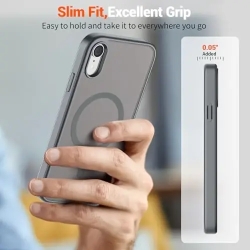 SUPFINE Magnetic for iPhone XR Phone Case(Compatible with MagSafe)(Military Grade Drop Protection) Slim Translucent Matte Shockproof with Anti-Fingerprint Phone Case,Gray - 7