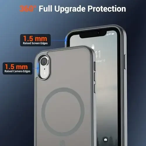 SUPFINE Magnetic for iPhone XR Phone Case(Compatible with MagSafe)(Military Grade Drop Protection) Slim Translucent Matte Shockproof with Anti-Fingerprint Phone Case,Gray - 4