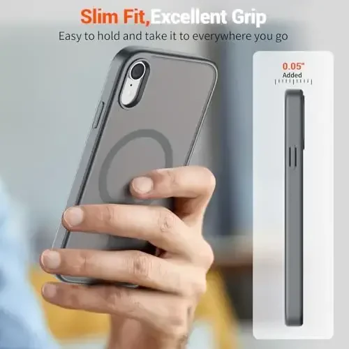 SUPFINE Magnetic for iPhone XR Phone Case(Compatible with MagSafe)(Military Grade Drop Protection) Slim Translucent Matte Shockproof with Anti-Fingerprint Phone Case,Gray - 7