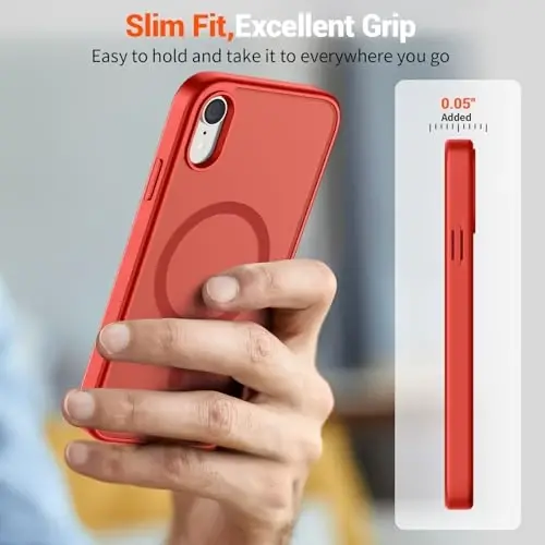 SUPFINE Magnetic for iPhone XR Phone Case(Compatible with MagSafe)(Military Grade Drop Protection) Slim Translucent Matte Shockproof with Anti-Fingerprint Phone Case,Red - 7