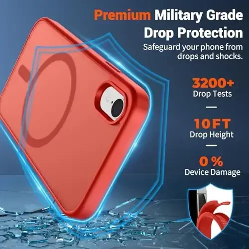 SUPFINE Magnetic for iPhone XR Phone Case(Compatible with MagSafe)(Military Grade Drop Protection) Slim Translucent Matte Shockproof with Anti-Fingerprint Phone Case,Red - 3