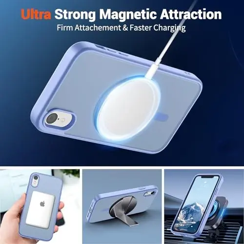 SUPFINE Magnetic for iPhone XR Phone Case(Compatible with MagSafe)(Military Grade Drop Protection) Slim Translucent Matte Shockproof with Anti-Fingerprint Phone Case,Blue Purple - 5