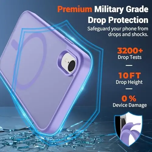 SUPFINE Magnetic for iPhone XR Phone Case(Compatible with MagSafe)(Military Grade Drop Protection) Slim Translucent Matte Shockproof with Anti-Fingerprint Phone Case,Purple - 3
