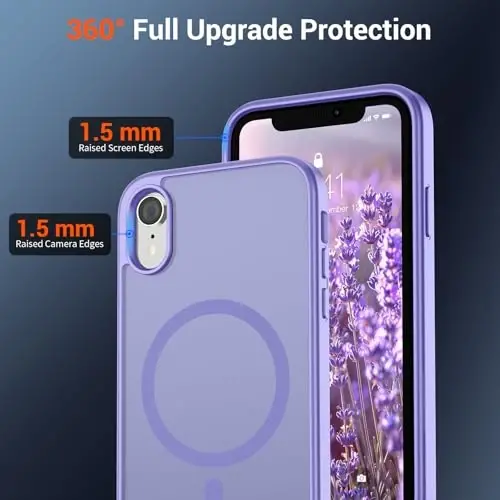 SUPFINE Magnetic for iPhone XR Phone Case(Compatible with MagSafe)(Military Grade Drop Protection) Slim Translucent Matte Shockproof with Anti-Fingerprint Phone Case,Purple - 4