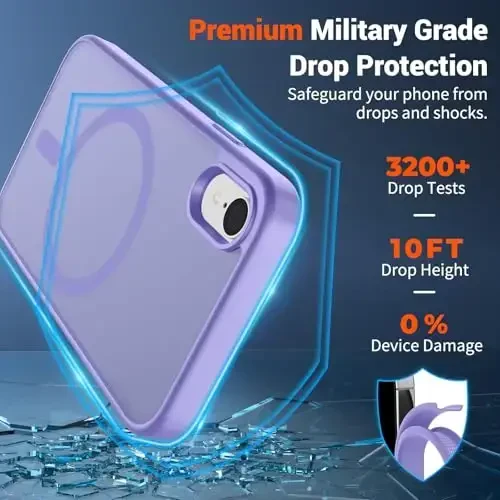SUPFINE Magnetic for iPhone XR Phone Case(Compatible with MagSafe)(Military Grade Drop Protection) Slim Translucent Matte Shockproof with Anti-Fingerprint Phone Case,Purple - 3