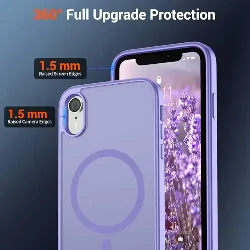 SUPFINE Magnetic for iPhone XR Phone Case(Compatible with MagSafe)(Military Grade Drop Protection) Slim Translucent Matte Shockproof with Anti-Fingerprint Phone Case,Purple - 4