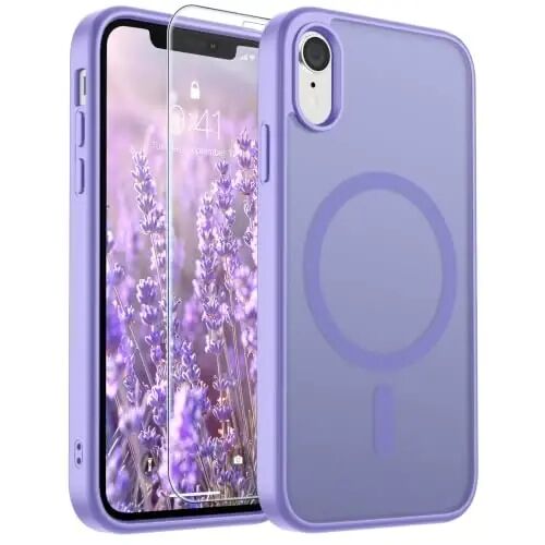 SUPFINE Magnetic for iPhone XR Phone Case(Compatible with MagSafe)(Military Grade Drop Protection) Slim Translucent Matte Shockproof with Anti-Fingerprint Phone Case,Purple 