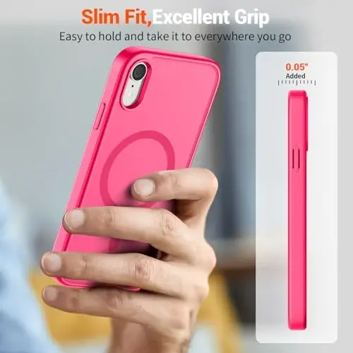 SUPFINE Magnetic for iPhone XR Phone Case(Compatible with MagSafe)(Military Grade Drop Protection) Slim Translucent Matte Shockproof with Anti-Fingerprint Phone Case,Hot Pink - 7