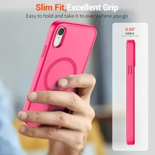 SUPFINE Magnetic for iPhone XR Phone Case(Compatible with MagSafe)(Military Grade Drop Protection) Slim Translucent Matte Shockproof with Anti-Fingerprint Phone Case,Hot Pink - 7