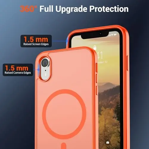 SUPFINE Magnetic for iPhone XR Phone Case(Compatible with MagSafe)(Military Grade Drop Protection) Slim Translucent Matte Shockproof with Anti-Fingerprint Phone Case,Orange - 4