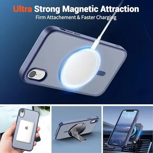 SUPFINE Magnetic for iPhone XR Phone Case(Compatible with MagSafe)(Military Grade Drop Protection) Slim Translucent Matte Shockproof with Anti-Fingerprint Phone Case,Lavender Gray - 5