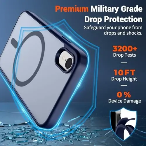 SUPFINE Magnetic for iPhone XR Phone Case(Compatible with MagSafe)(Military Grade Drop Protection) Slim Translucent Matte Shockproof with Anti-Fingerprint Phone Case,Navy Blue - 3