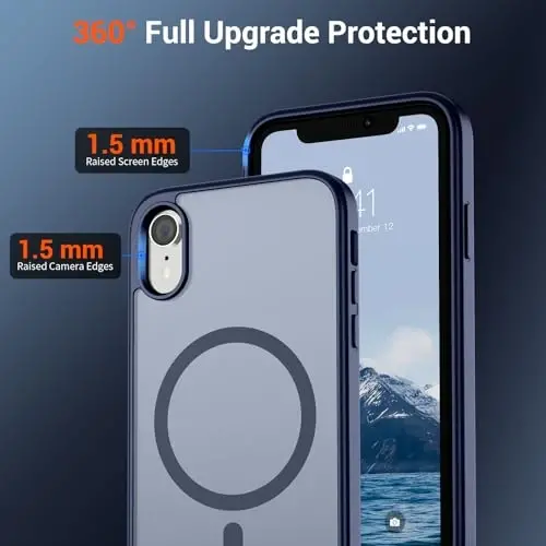 SUPFINE Magnetic for iPhone XR Phone Case(Compatible with MagSafe)(Military Grade Drop Protection) Slim Translucent Matte Shockproof with Anti-Fingerprint Phone Case,Navy Blue - 4