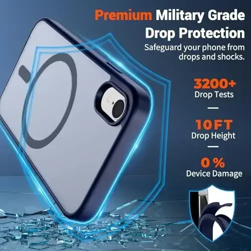 SUPFINE Magnetic for iPhone XR Phone Case(Compatible with MagSafe)(Military Grade Drop Protection) Slim Translucent Matte Shockproof with Anti-Fingerprint Phone Case,Navy Blue - 3