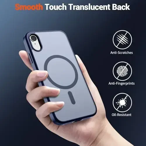 SUPFINE Magnetic for iPhone XR Phone Case(Compatible with MagSafe)(Military Grade Drop Protection) Slim Translucent Matte Shockproof with Anti-Fingerprint Phone Case,Navy Blue - 6
