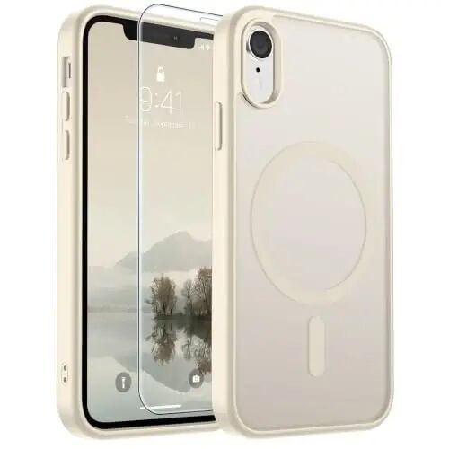 SUPFINE Magnetic for iPhone XR Phone Case(Compatible with MagSafe)(Military Grade Drop Protection) Slim Translucent Matte Shockproof with Anti-Fingerprint Phone Case,Antique White 