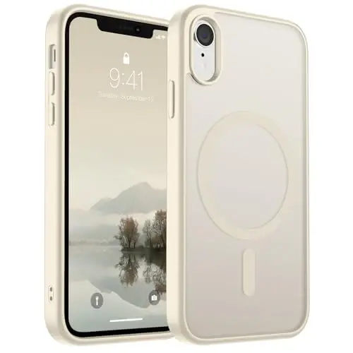 SUPFINE Magnetic for iPhone XR Phone Case(Compatible with MagSafe)(Military Grade Drop Protection) Slim Translucent Matte Shockproof with Anti-Fingerprint Phone Case,Antique White 