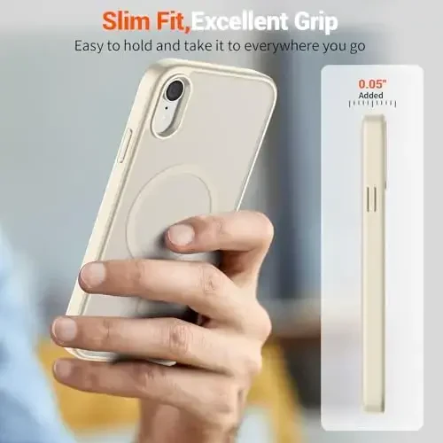 SUPFINE Magnetic for iPhone XR Phone Case(Compatible with MagSafe)(Military Grade Drop Protection) Slim Translucent Matte Shockproof with Anti-Fingerprint Phone Case,Antique White - 7