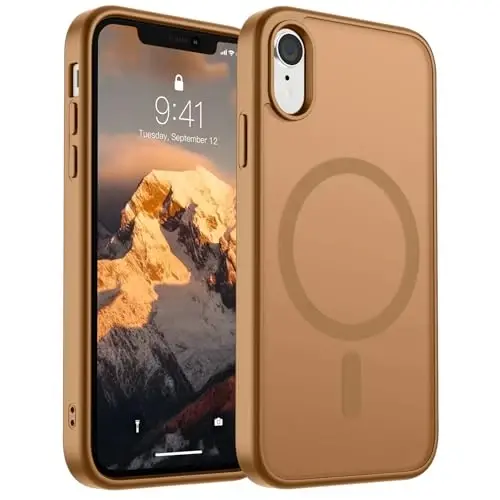 SUPFINE Magnetic for iPhone XR Phone Case(Compatible with MagSafe)(Military Grade Drop Protection) Slim Translucent Matte Shockproof with Anti-Fingerprint Phone Case,Brown - 1
