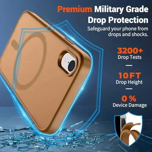 SUPFINE Magnetic for iPhone XR Phone Case(Compatible with MagSafe)(Military Grade Drop Protection) Slim Translucent Matte Shockproof with Anti-Fingerprint Phone Case,Brown - 3