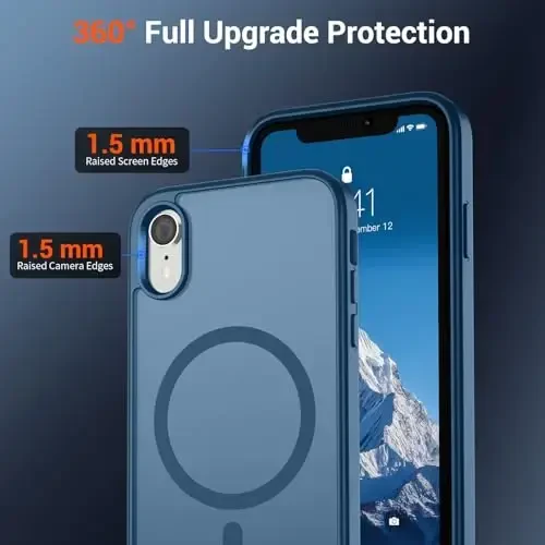 SUPFINE iPhone XR uchun magnitli telefon g‘ilofi (MagSafe bilan mos) (harbiy standartga mos tushishdan himoya) Yupqa yarim shaffof mat zarbga chidamli barmoq izlariga qarshi telefon g‘ilofi, to‘q ko‘k - 4